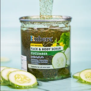 500ml jar of refreshing cucumber scrub for face and body, offering cooling and rejuvenating exfoliation, a top effective product in the best affordable skincare category.