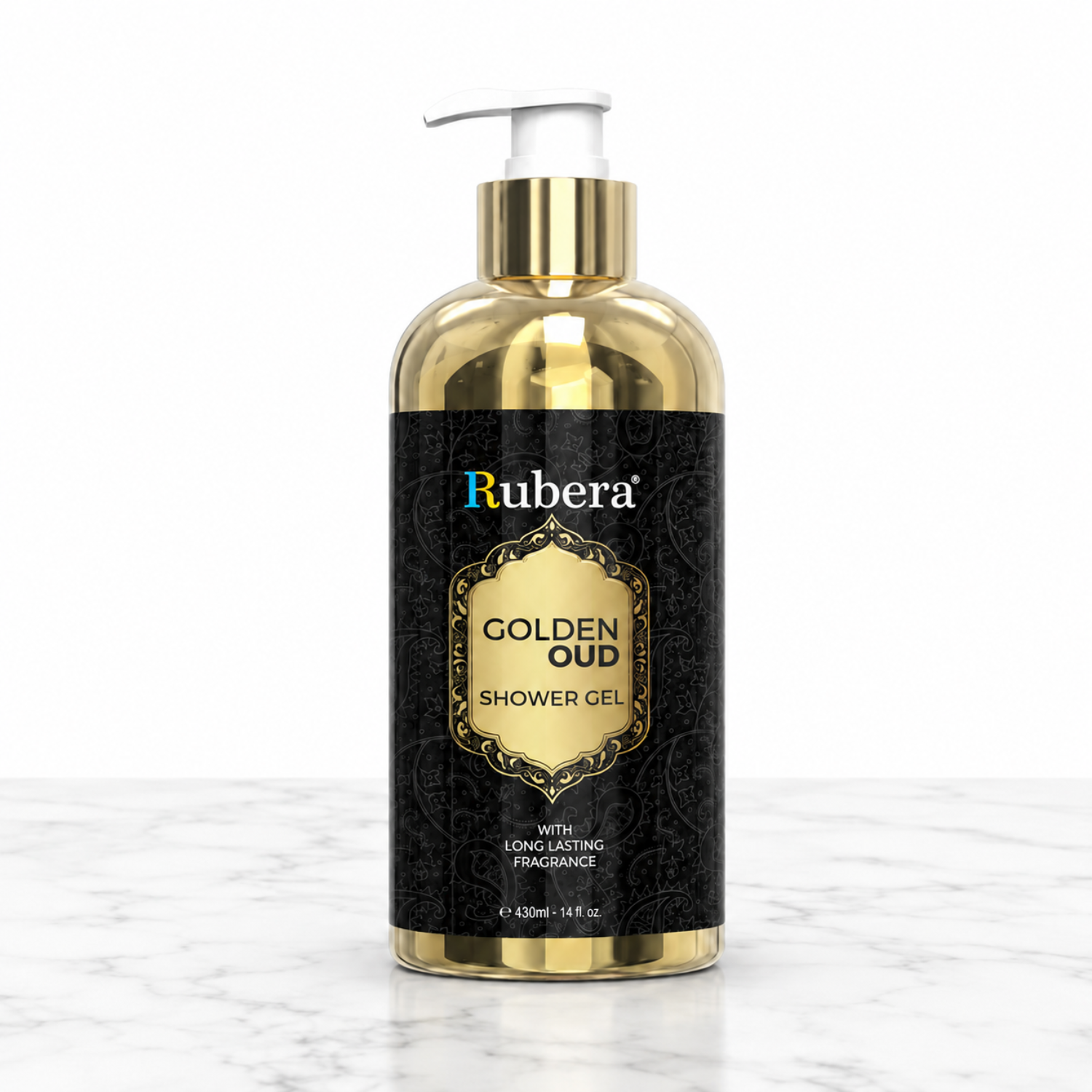 Golden Oud Shower Gel 430ml – Arabic Oud Body Wash, Long-Lasting Oriental Fragrance