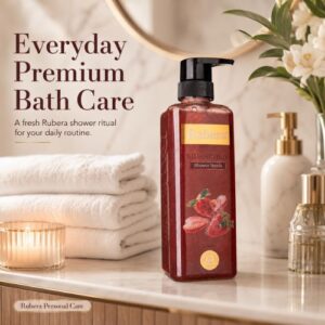 Strawberry Shower Scrub – Antioxidant Vitamin E Body Exfoliator for Fresh, Silky Skin