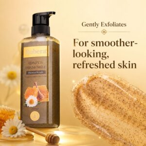 Honey & Chamomile Shower Scrub – Soothing Vitamin E Exfoliating Wash for Soft Skin