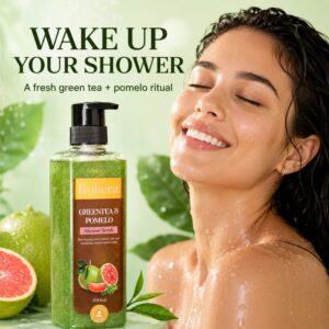 Green Tea & Pomelo Shower Scrub – Vitamin E Body Exfoliator for Radiant Skin